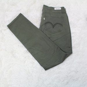 WOMEN LEVIS PANTS OLIVE GREEN 524 SKINNY SZ 13